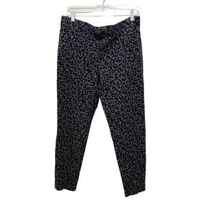 Style & Co Velvet Burnout Leopard Print Legging Pants Gray & Black Size Large